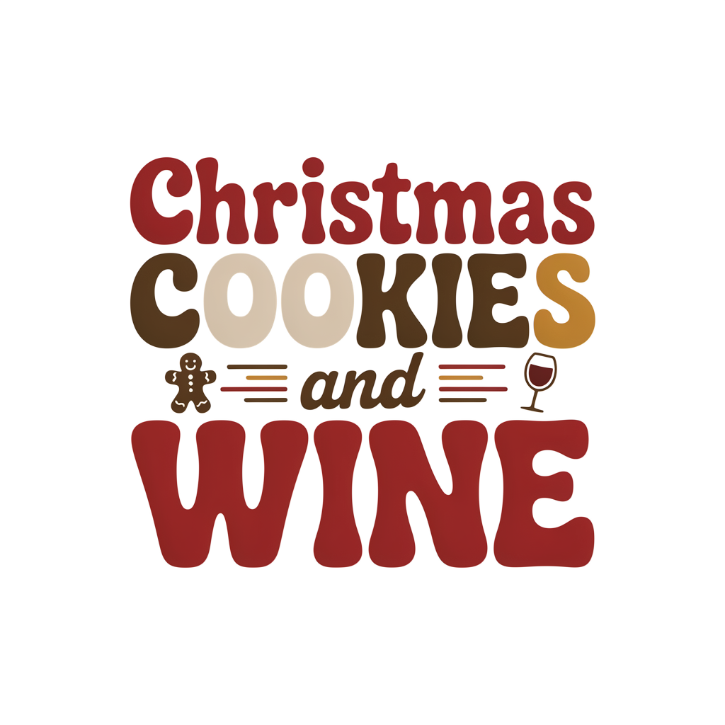 Christmas Cookies and Wine DTF transfer