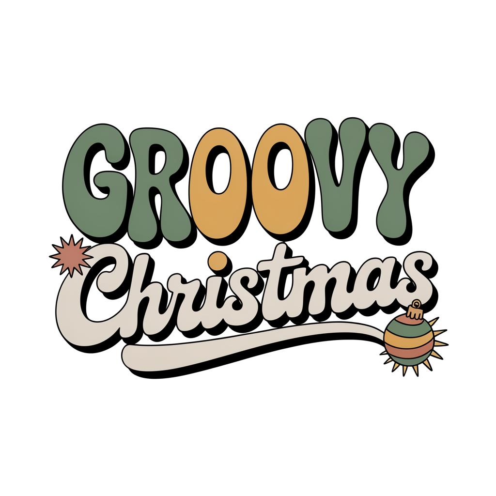 Groovy Christmas DTF transfer