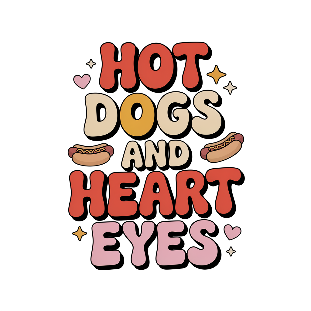 Hot Dogs and Heart Eyes DTF transfer