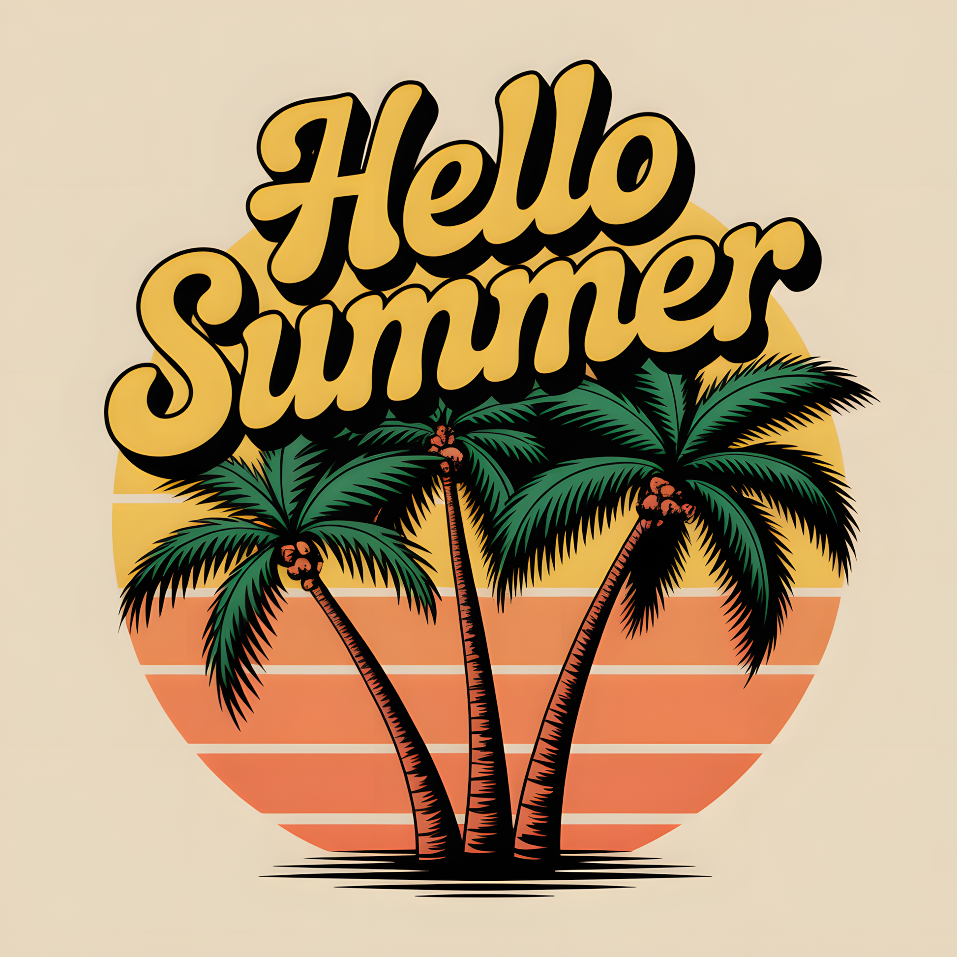 Hello Summer Palms – Single DTF Transfer