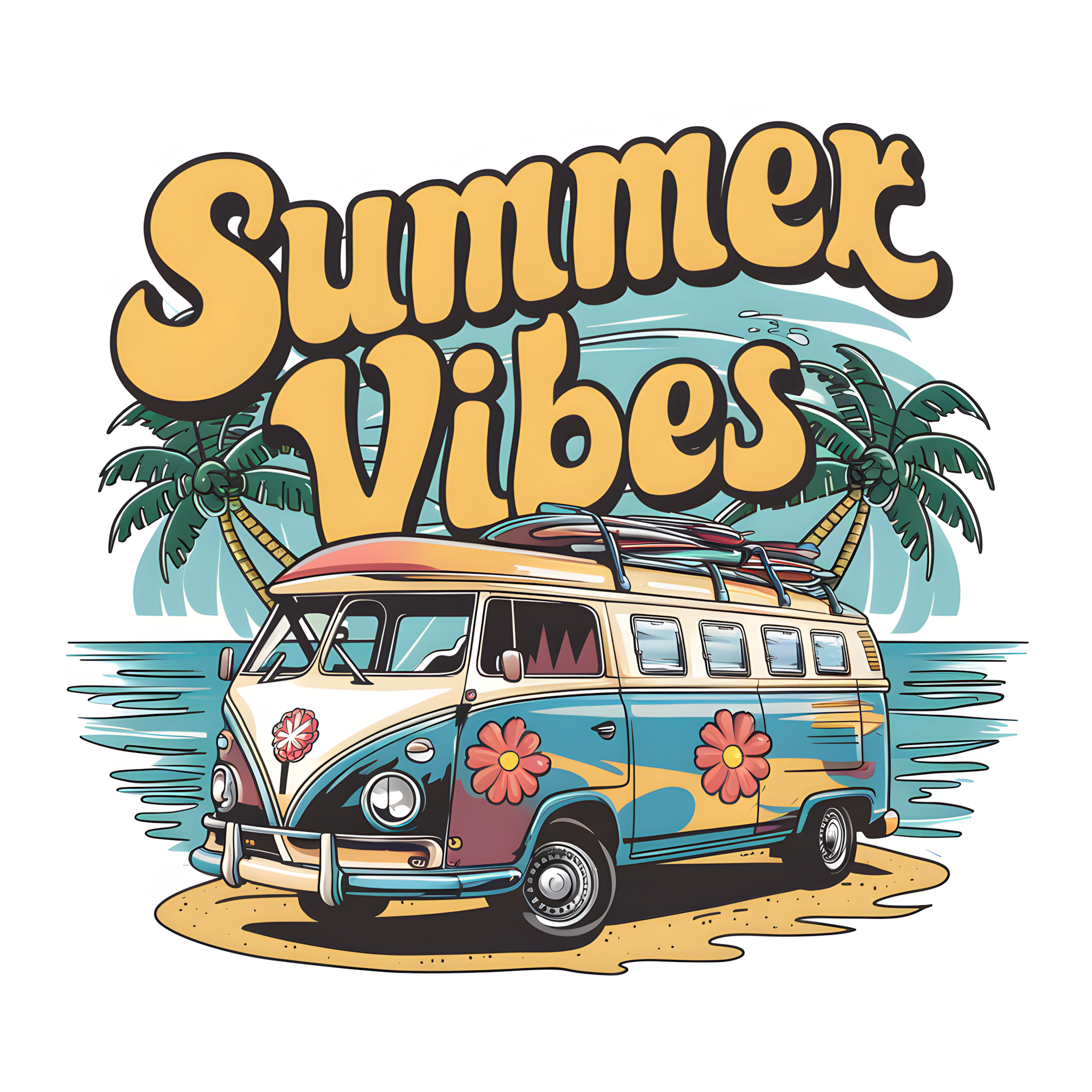 Summer Vibes Van – Single DTF Transfer