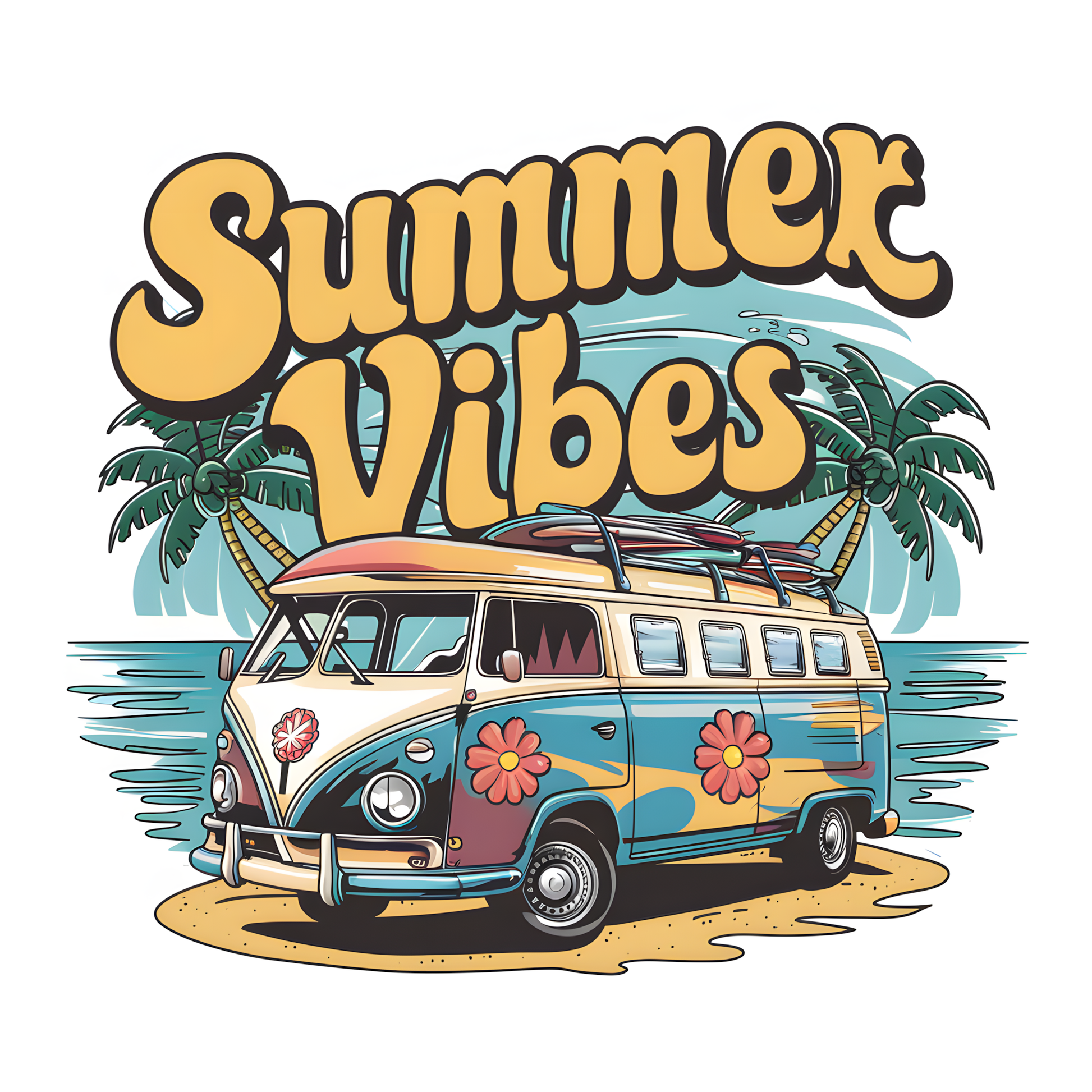 Summer Vibes Van – Single DTF Transfer